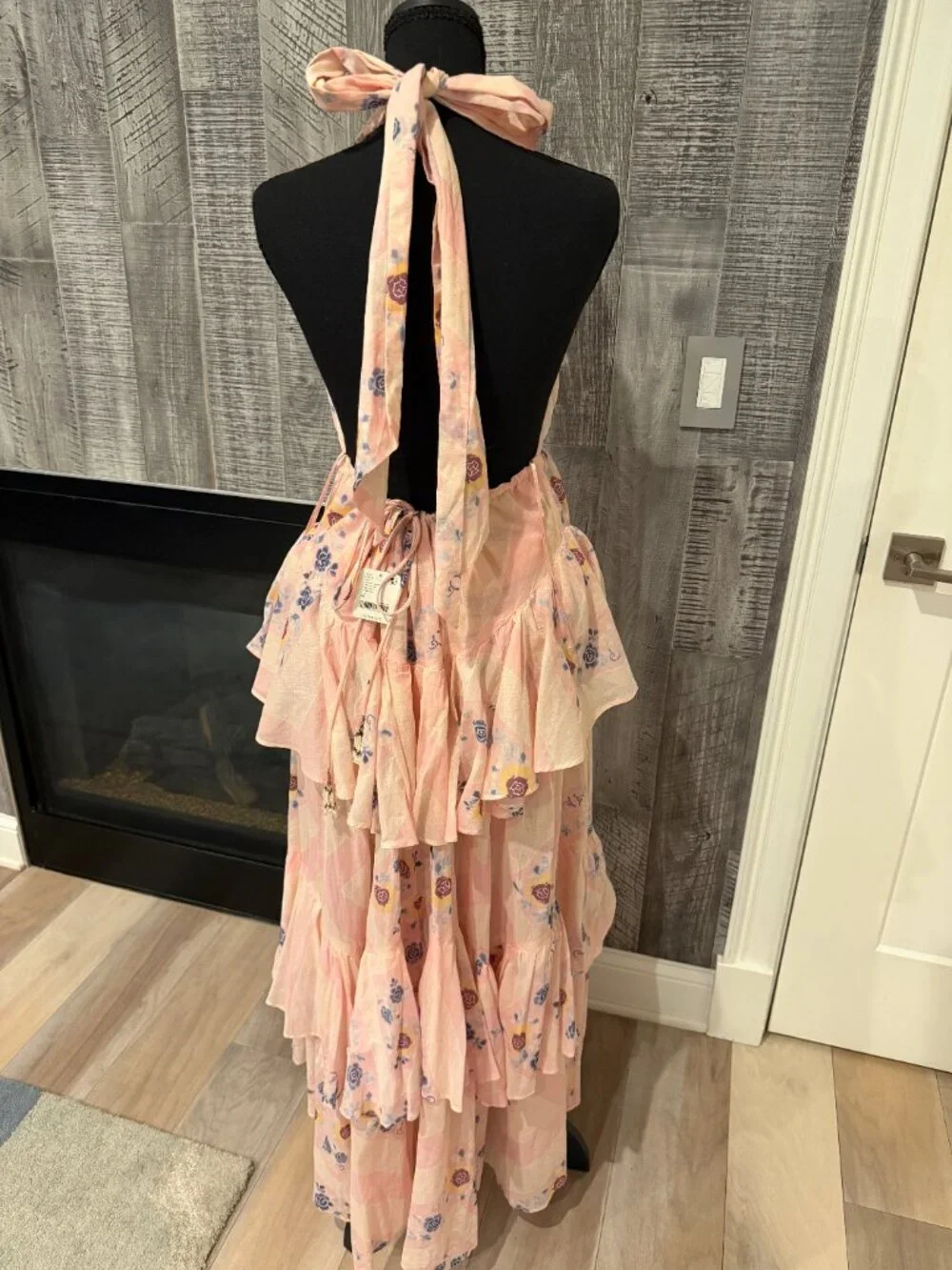 NWT Free People Blush Floral Tiered Ruffle Halter Maxi Dress - Size Medium